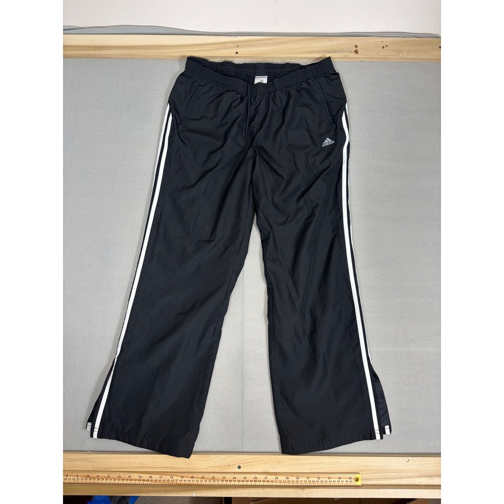 Adidas Mens Track Pants Black White Stripe Windbreaker Mesh Lined‎ XL 0508